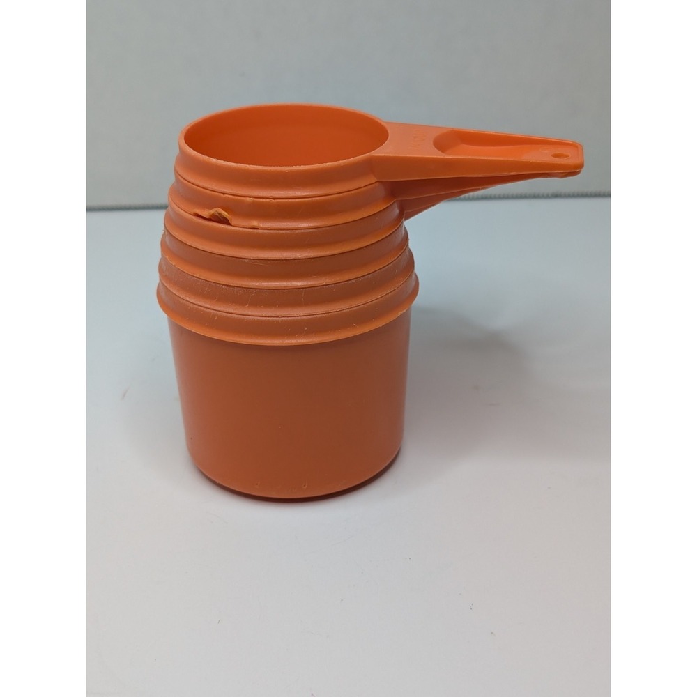 Vintage Tupperware Orange Measuring Cups Set 6 Pc Nested Measuring Scoops Retro